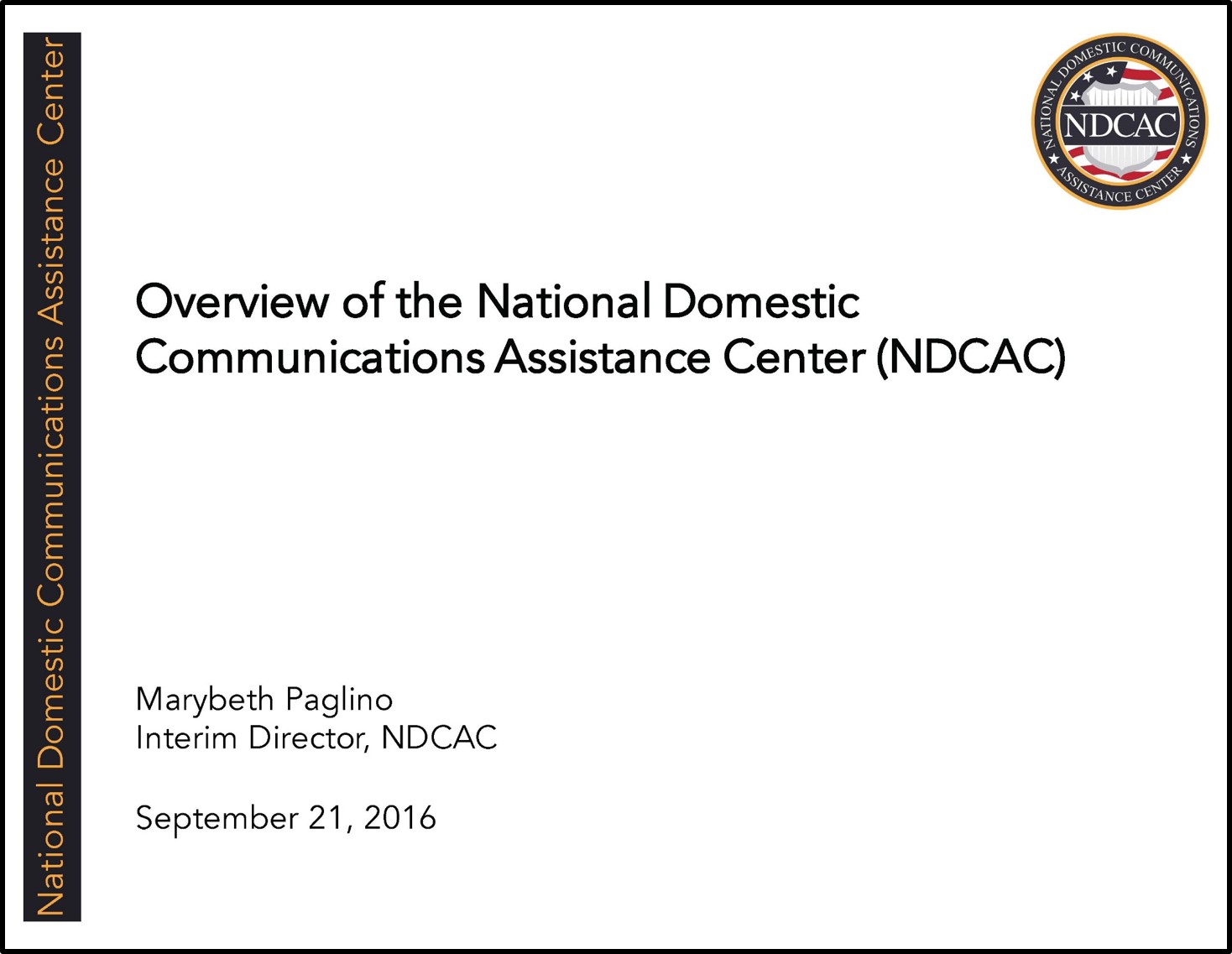 NDCAC Director EAB Brief September 17 2016 Title Slide