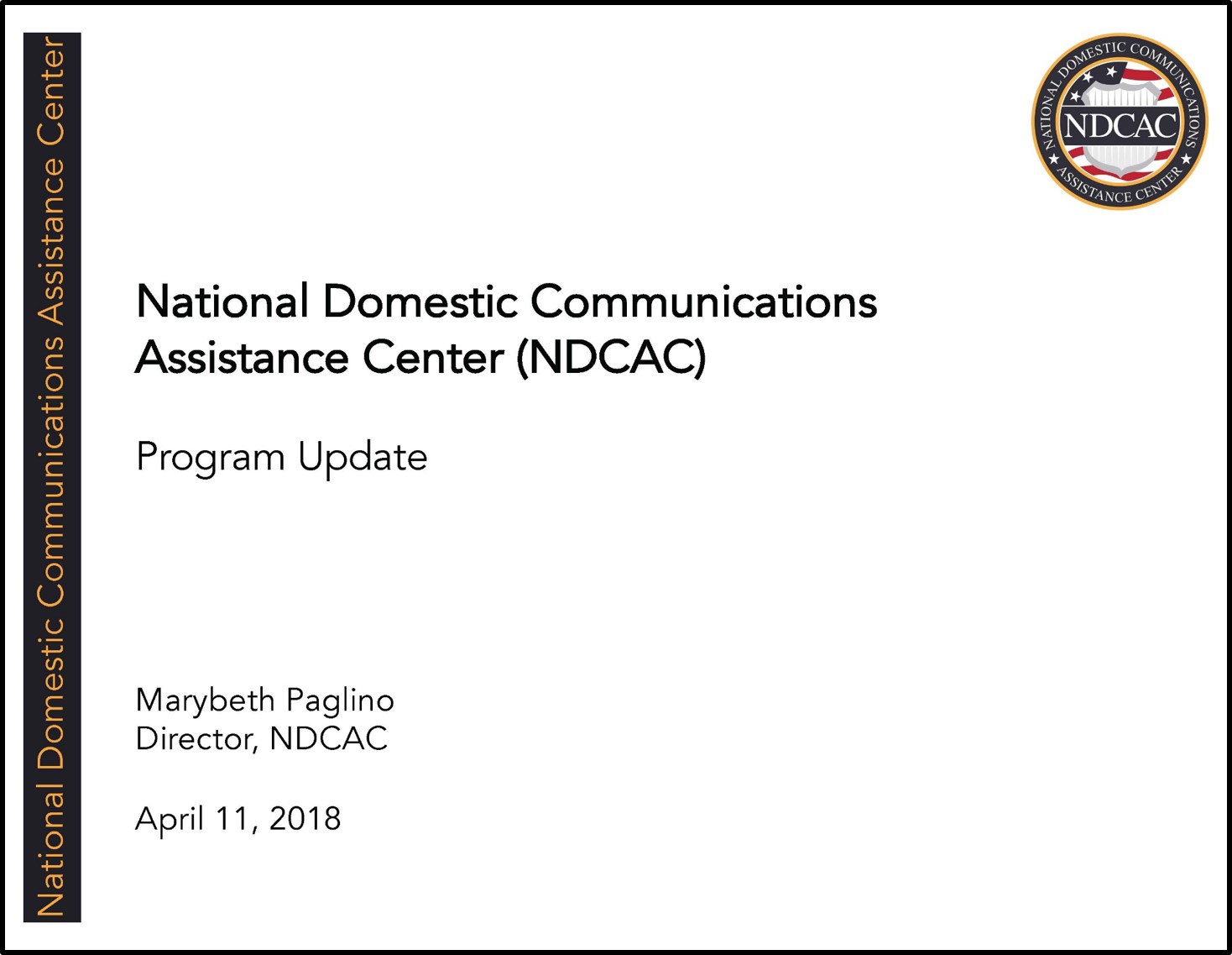 NDCAC Director EAB Briefing April 11 2018 Title Slide