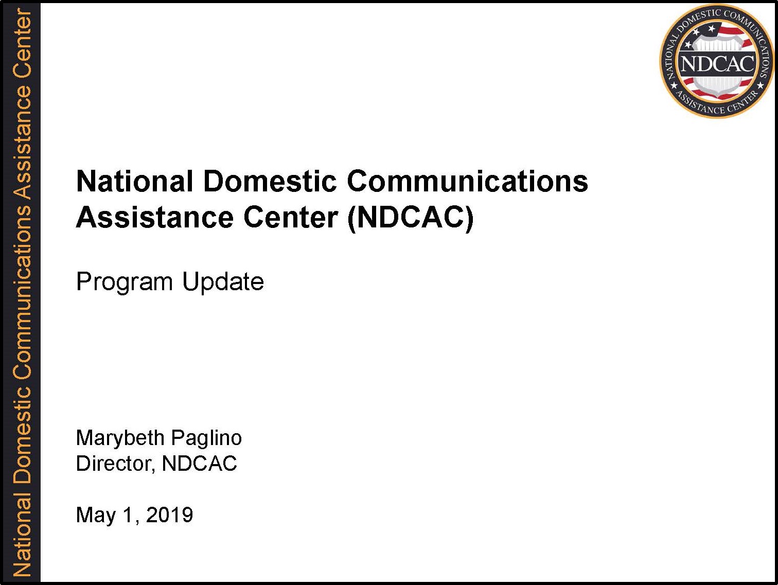 NDCAC Director EAB Briefing May 1 2019 Title Slide